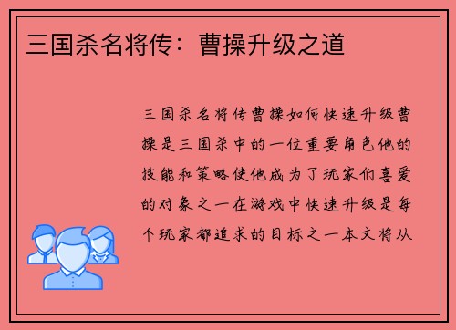 三国杀名将传：曹操升级之道